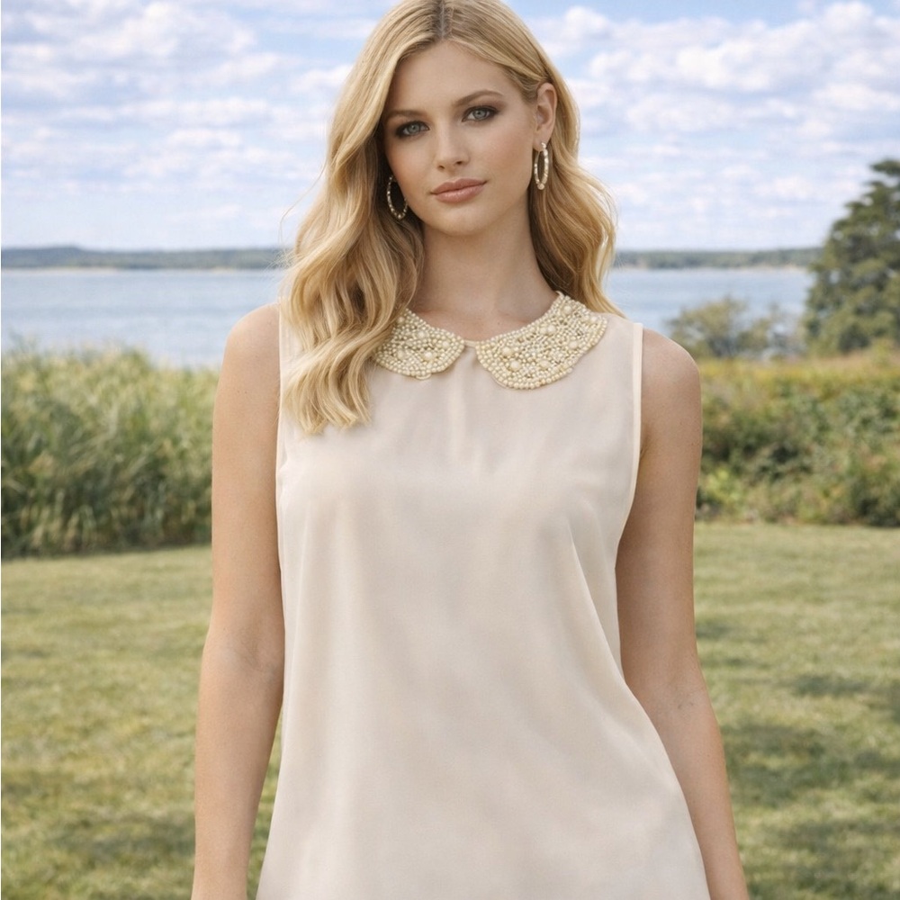 NEW: Pearl Collar Chiffon Blouse